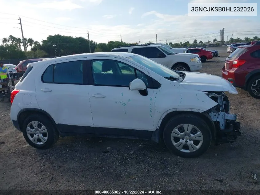 2017 Chevrolet Trax Ls VIN: 3GNCJKSB0HL232026 Lot: 40655302