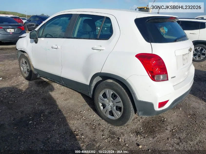 2017 Chevrolet Trax Ls VIN: 3GNCJKSB0HL232026 Lot: 40655302