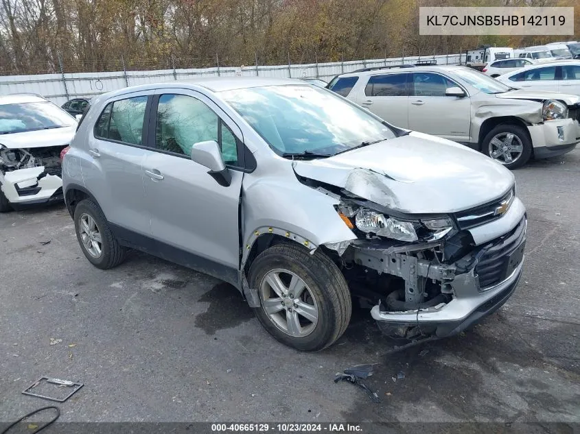 2017 Chevrolet Trax Ls VIN: KL7CJNSB5HB142119 Lot: 40665129