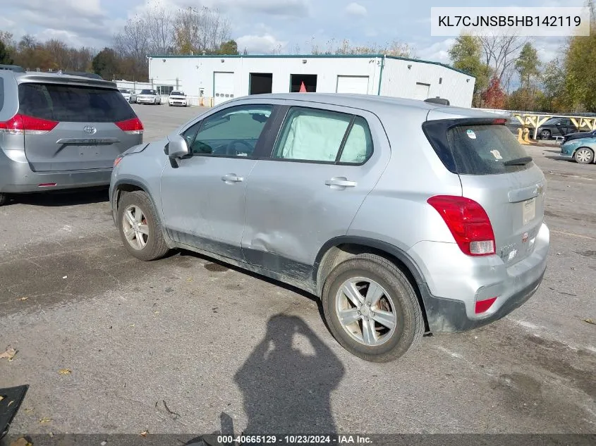 2017 Chevrolet Trax Ls VIN: KL7CJNSB5HB142119 Lot: 40665129