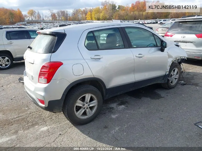 2017 Chevrolet Trax Ls VIN: KL7CJNSB5HB142119 Lot: 40665129