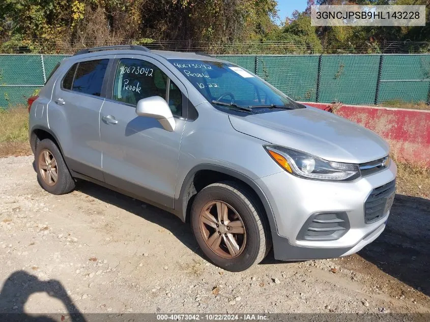 2017 Chevrolet Trax Lt VIN: 3GNCJPSB9HL143228 Lot: 40673042