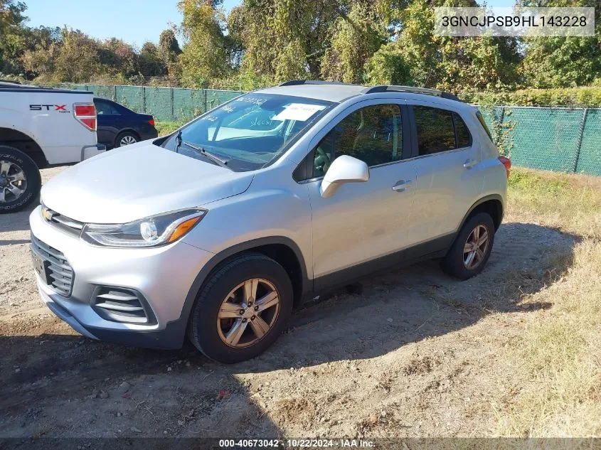 2017 Chevrolet Trax Lt VIN: 3GNCJPSB9HL143228 Lot: 40673042