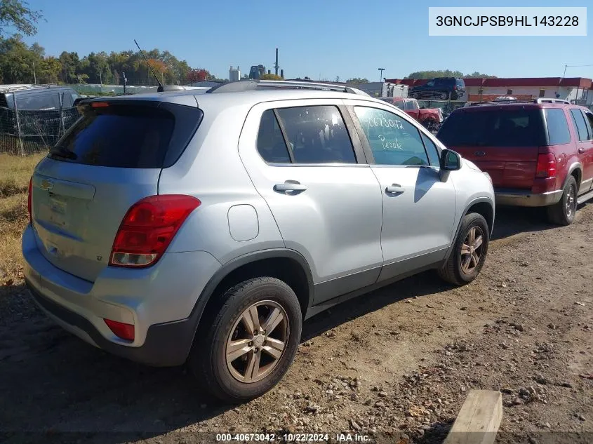 2017 Chevrolet Trax Lt VIN: 3GNCJPSB9HL143228 Lot: 40673042