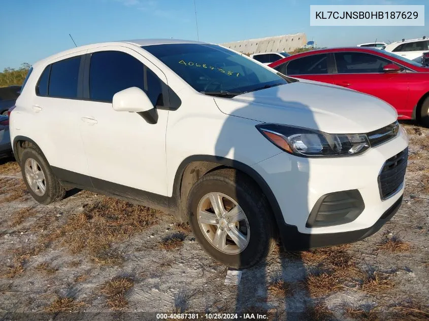 2017 Chevrolet Trax Ls VIN: KL7CJNSB0HB187629 Lot: 40687381