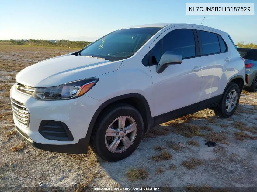 2017 Chevrolet Trax Ls VIN: KL7CJNSB0HB187629 Lot: 40687381