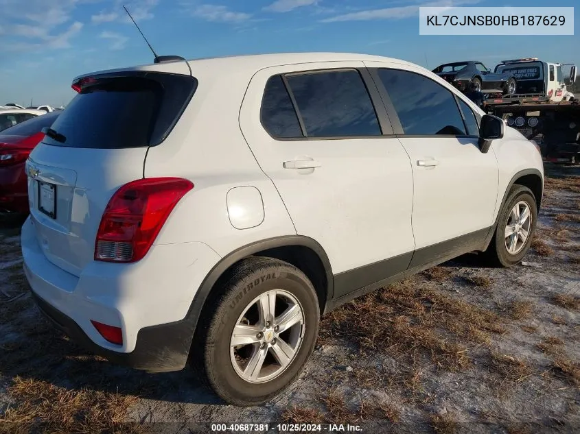 2017 Chevrolet Trax Ls VIN: KL7CJNSB0HB187629 Lot: 40687381