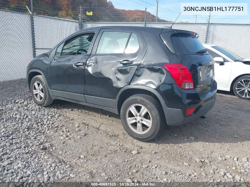 2017 Chevrolet Trax Ls VIN: 3GNCJNSB1HL177751 Lot: 40697525