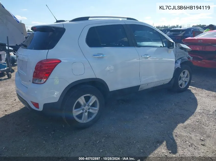 KL7CJLSB6HB194119 2017 Chevrolet Trax Lt