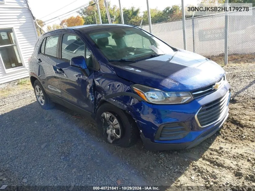 2017 Chevrolet Trax Ls VIN: 3GNCJKSB2HL179278 Lot: 40721841