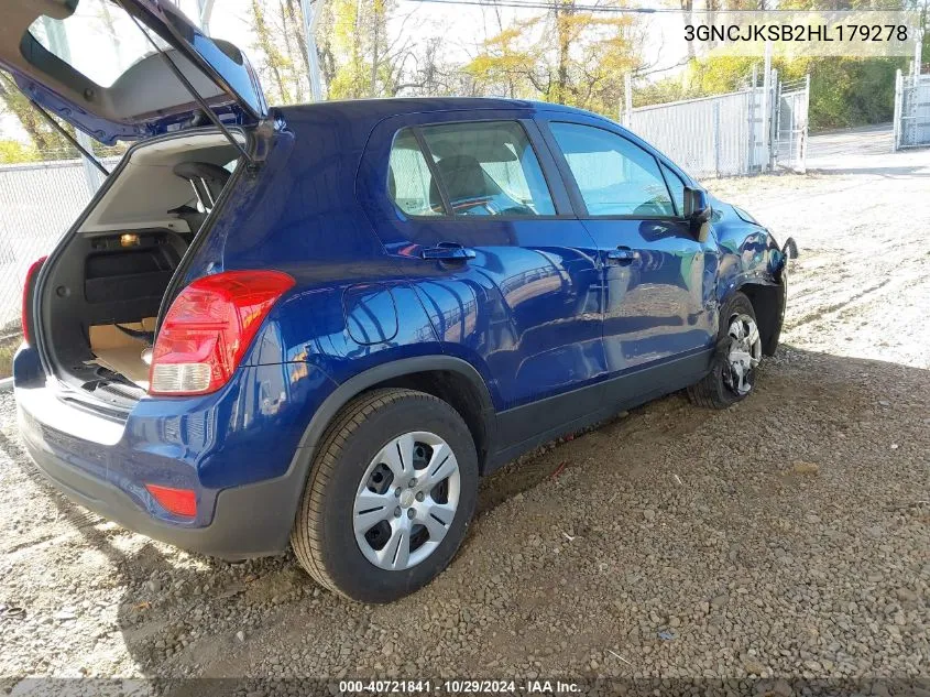 2017 Chevrolet Trax Ls VIN: 3GNCJKSB2HL179278 Lot: 40721841