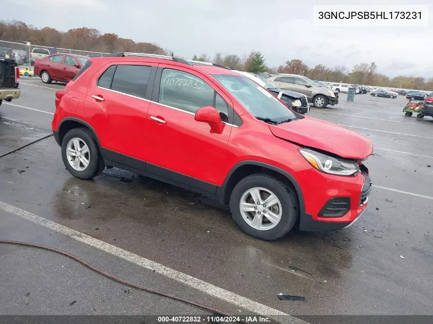 2017 Chevrolet Trax Lt VIN: 3GNCJPSB5HL173231 Lot: 40722832