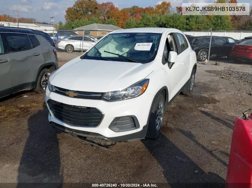 2017 Chevrolet Trax Ls VIN: KL7CJKSB9HB103578 Lot: 40726240