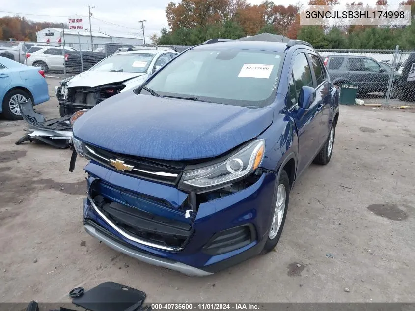 2017 Chevrolet Trax Lt VIN: 3GNCJLSB3HL174998 Lot: 40735600