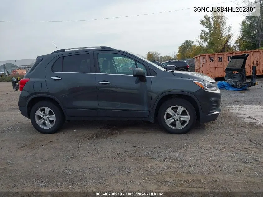 2017 Chevrolet Trax Lt VIN: 3GNCJLSB4HL262801 Lot: 40738219