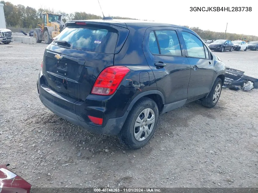 2017 Chevrolet Trax Ls VIN: 3GNCJKSB4HL283738 Lot: 40746263