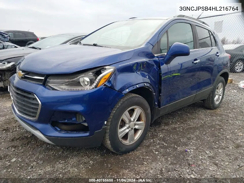 2017 Chevrolet Trax Lt VIN: 3GNCJPSB4HL216764 Lot: 40755658