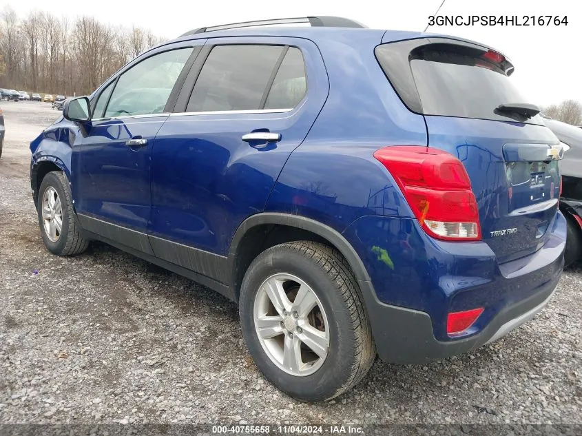 2017 Chevrolet Trax Lt VIN: 3GNCJPSB4HL216764 Lot: 40755658