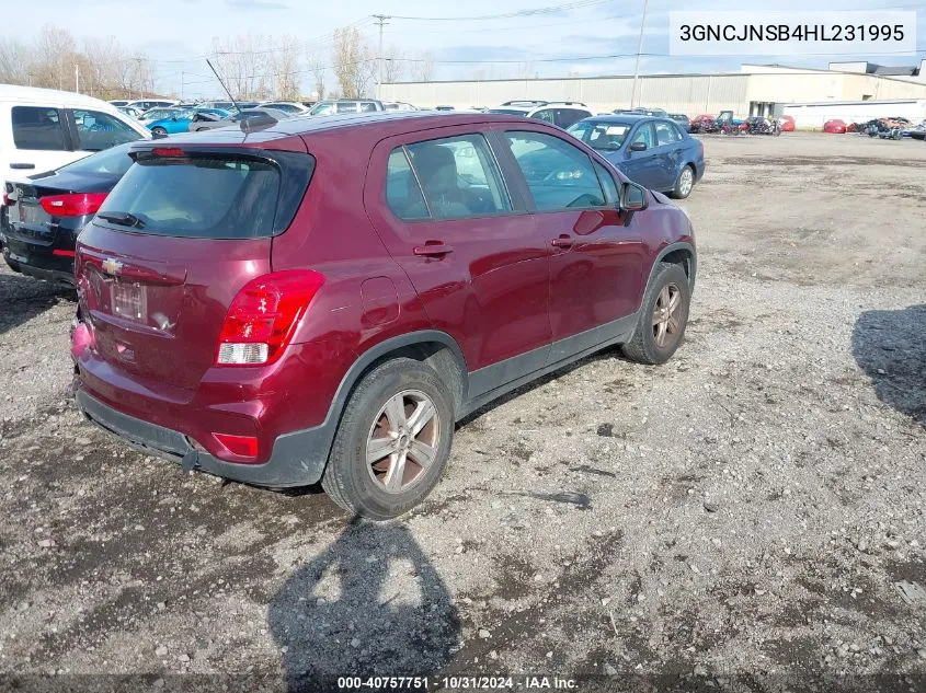 2017 Chevrolet Trax Ls VIN: 3GNCJNSB4HL231995 Lot: 40757751