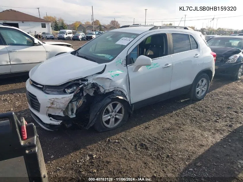 2017 Chevrolet Trax Lt VIN: KL7CJLSB0HB159320 Lot: 40783128