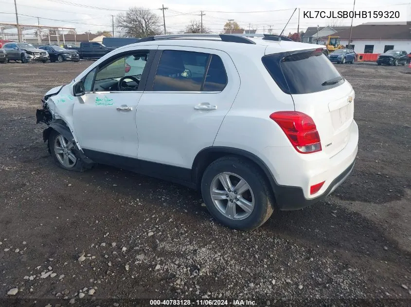 2017 Chevrolet Trax Lt VIN: KL7CJLSB0HB159320 Lot: 40783128