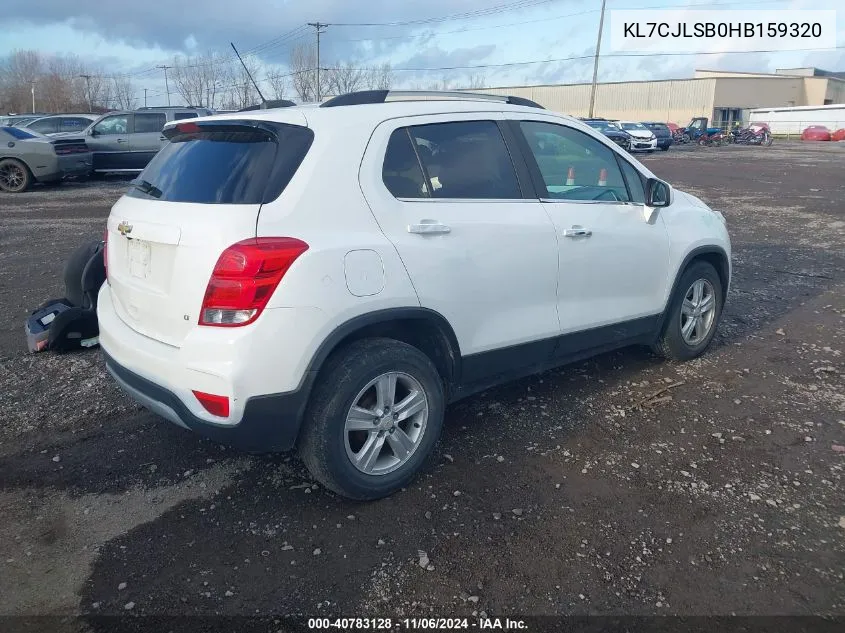 2017 Chevrolet Trax Lt VIN: KL7CJLSB0HB159320 Lot: 40783128