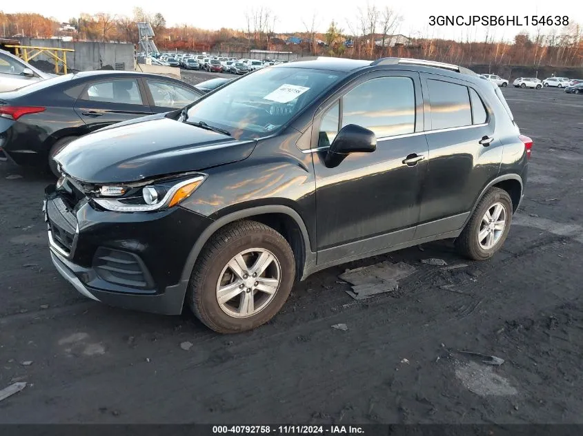 2017 Chevrolet Trax Lt VIN: 3GNCJPSB6HL154638 Lot: 40792758