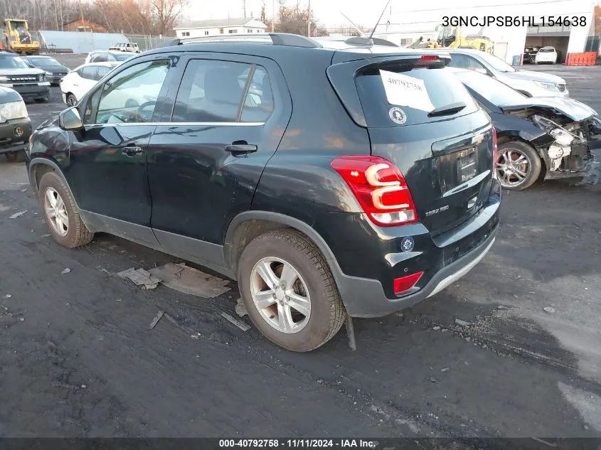 2017 Chevrolet Trax Lt VIN: 3GNCJPSB6HL154638 Lot: 40792758