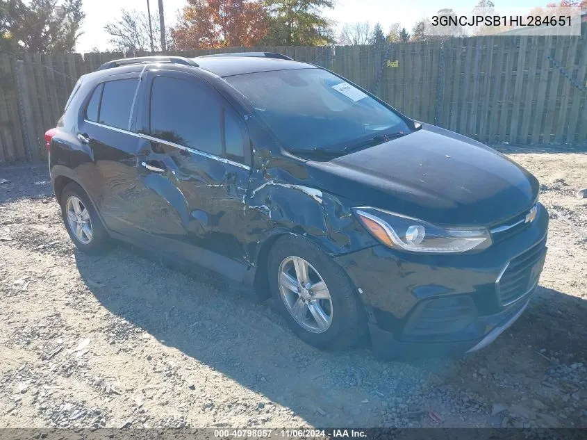 2017 Chevrolet Trax Lt VIN: 3GNCJPSB1HL284651 Lot: 40798057