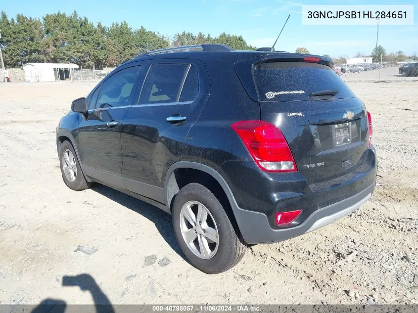 2017 Chevrolet Trax Lt VIN: 3GNCJPSB1HL284651 Lot: 40798057