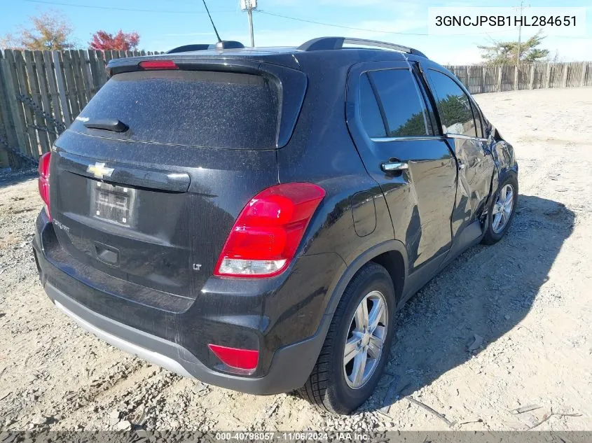 2017 Chevrolet Trax Lt VIN: 3GNCJPSB1HL284651 Lot: 40798057