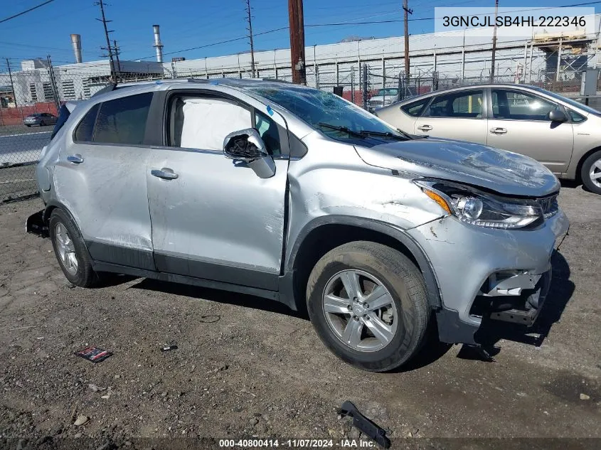 2017 Chevrolet Trax Lt VIN: 3GNCJLSB4HL222346 Lot: 40800414