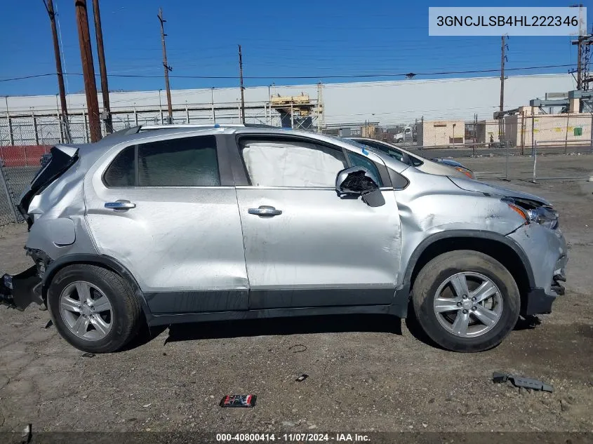 2017 Chevrolet Trax Lt VIN: 3GNCJLSB4HL222346 Lot: 40800414