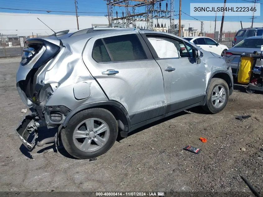 2017 Chevrolet Trax Lt VIN: 3GNCJLSB4HL222346 Lot: 40800414