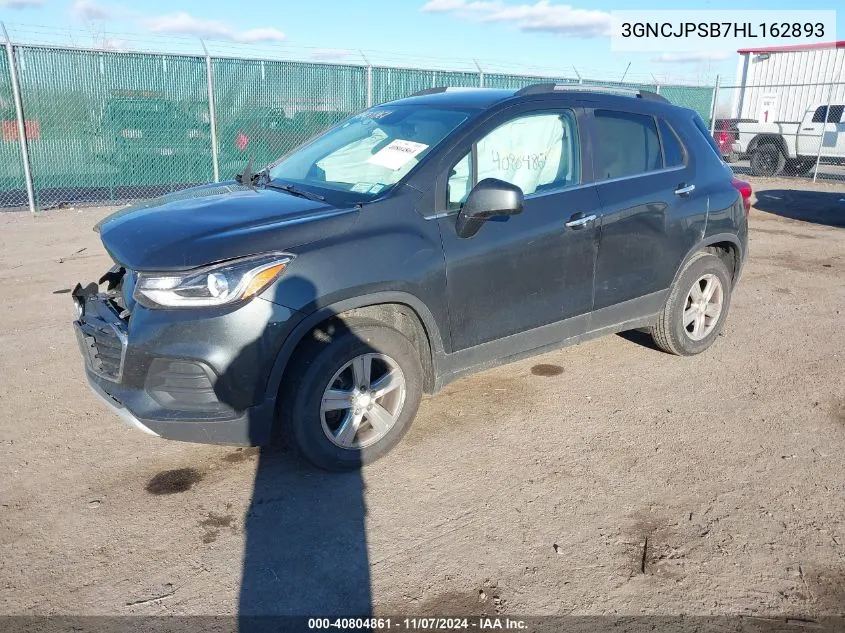 2017 Chevrolet Trax Lt VIN: 3GNCJPSB7HL162893 Lot: 40804861