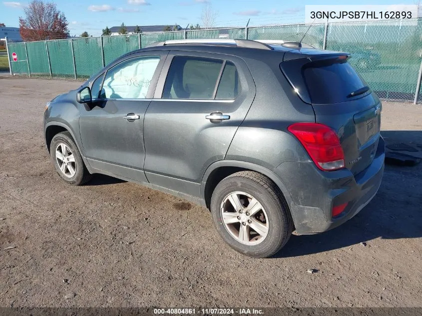 2017 Chevrolet Trax Lt VIN: 3GNCJPSB7HL162893 Lot: 40804861