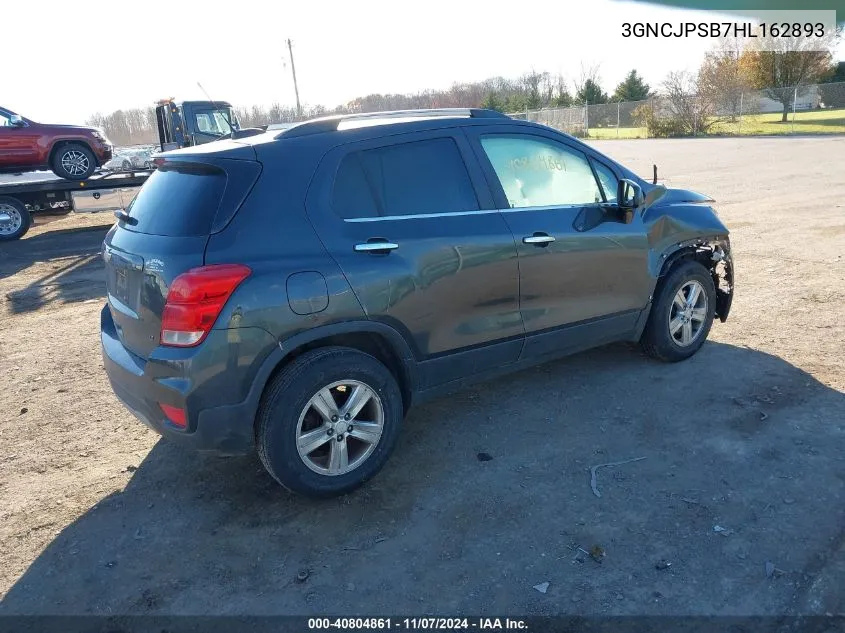 2017 Chevrolet Trax Lt VIN: 3GNCJPSB7HL162893 Lot: 40804861