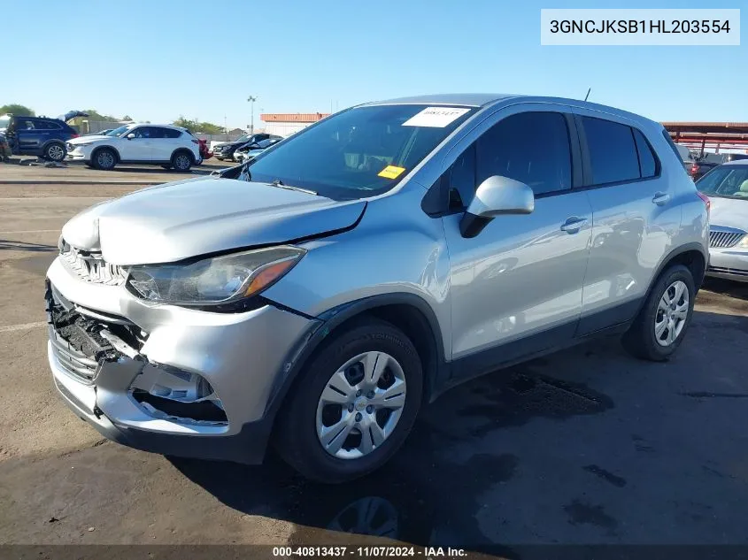 2017 Chevrolet Trax Ls VIN: 3GNCJKSB1HL203554 Lot: 40813437