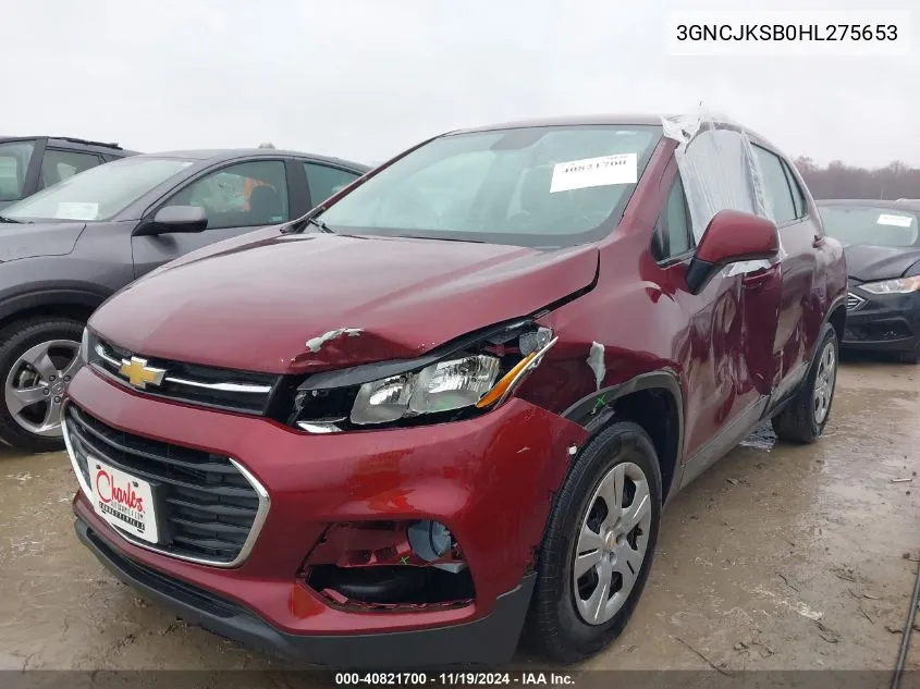 2017 Chevrolet Trax Ls VIN: 3GNCJKSB0HL275653 Lot: 40821700