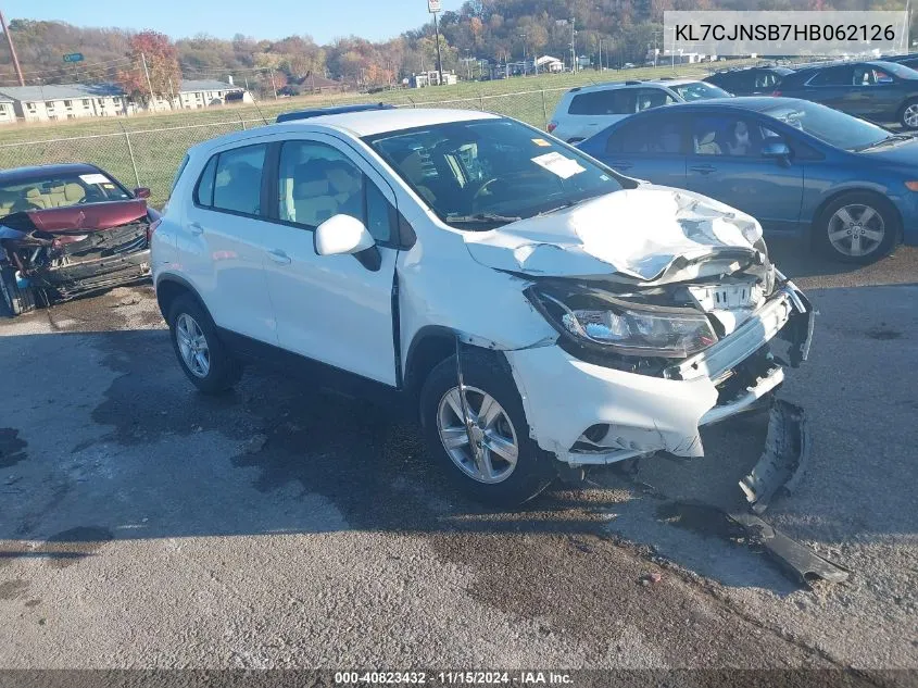 2017 Chevrolet Trax Ls VIN: KL7CJNSB7HB062126 Lot: 40823432