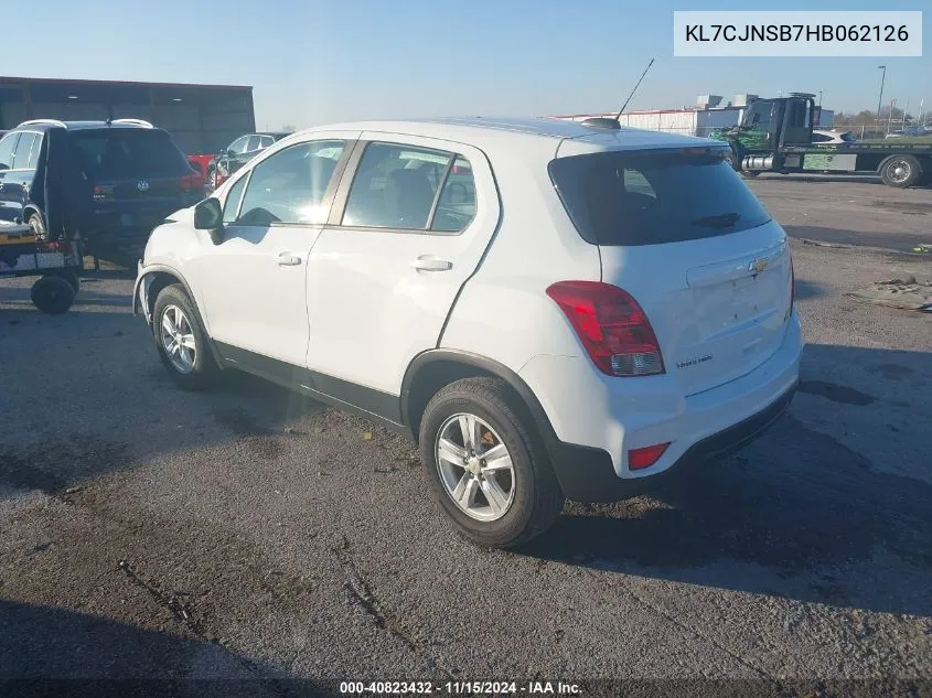 2017 Chevrolet Trax Ls VIN: KL7CJNSB7HB062126 Lot: 40823432