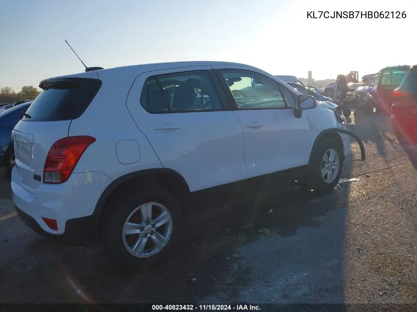 2017 Chevrolet Trax Ls VIN: KL7CJNSB7HB062126 Lot: 40823432