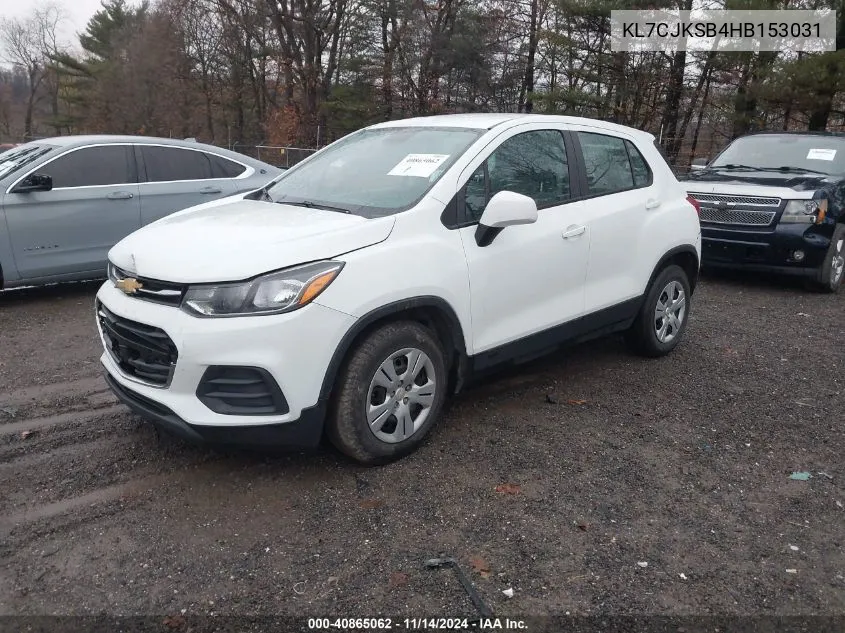 2017 Chevrolet Trax Ls VIN: KL7CJKSB4HB153031 Lot: 40865062