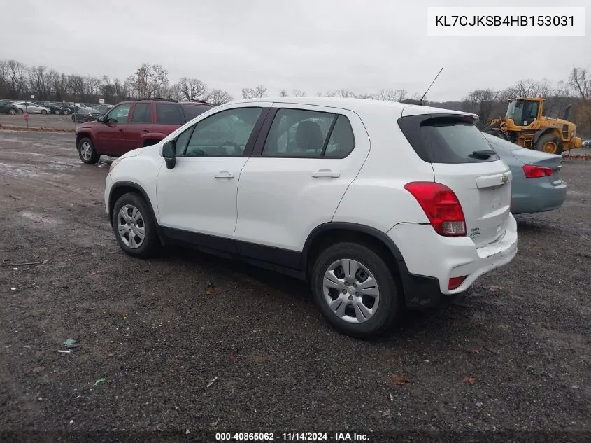 2017 Chevrolet Trax Ls VIN: KL7CJKSB4HB153031 Lot: 40865062