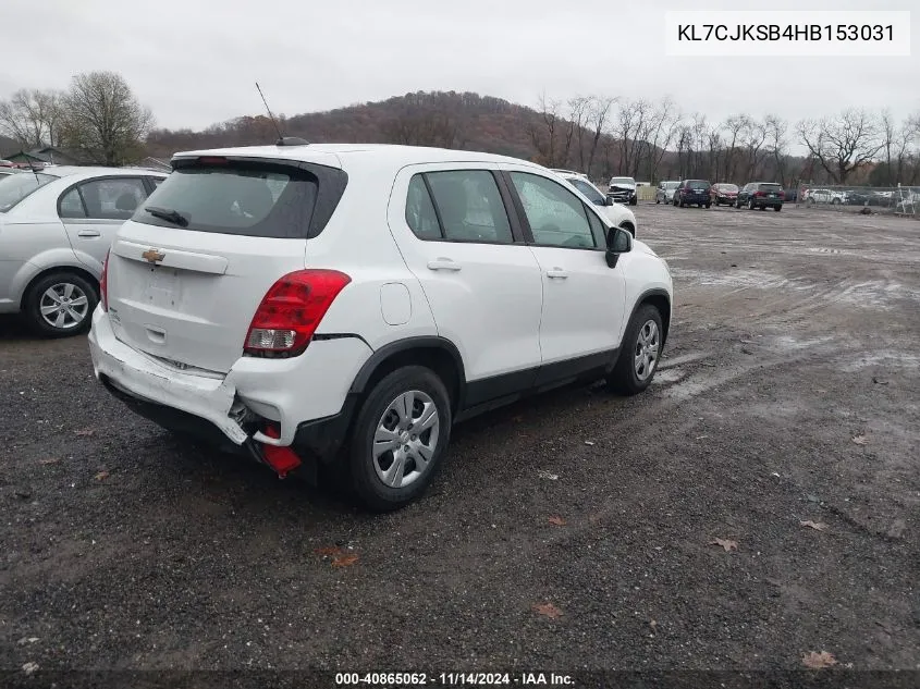 2017 Chevrolet Trax Ls VIN: KL7CJKSB4HB153031 Lot: 40865062