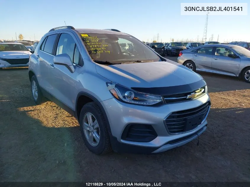 2018 Chevrolet Trax VIN: 3GNCJLSB2JL401541 Lot: 12118829