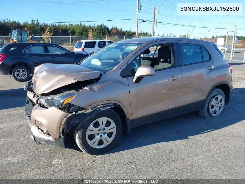 2018 Chevrolet Trax VIN: 3GNCJKSBXJL152500 Lot: 12136202