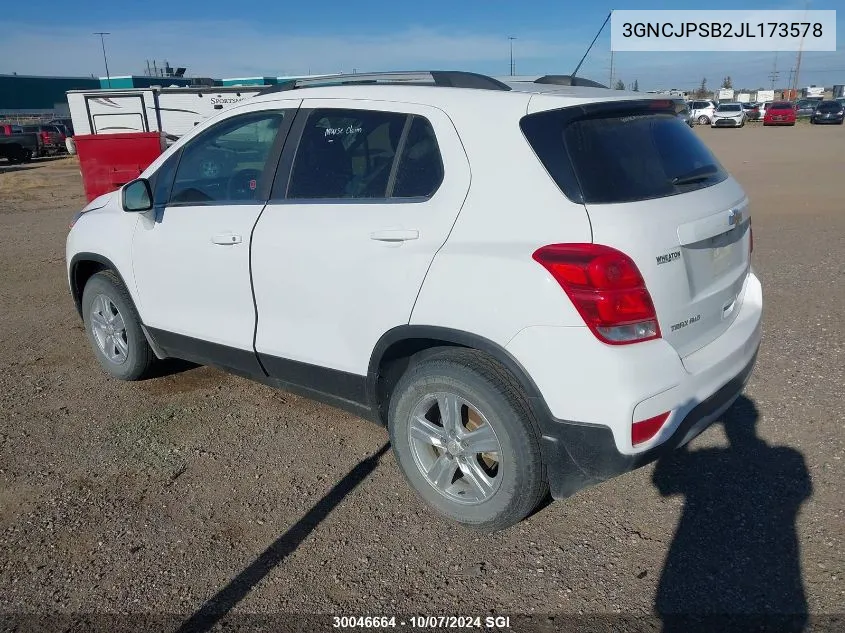 2018 Chevrolet Trax 1Lt VIN: 3GNCJPSB2JL173578 Lot: 30046664