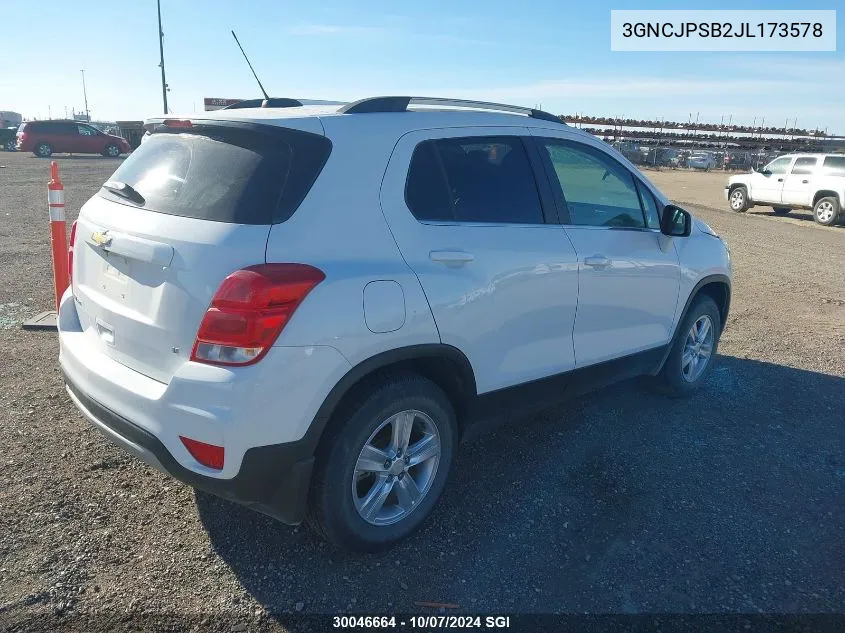 2018 Chevrolet Trax 1Lt VIN: 3GNCJPSB2JL173578 Lot: 30046664