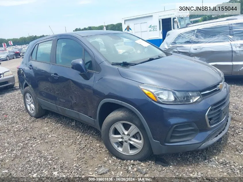 2018 Chevrolet Trax Ls VIN: 3GNCJNSB1JL155044 Lot: 39601635